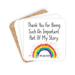 Thank You Colourful Rainbow Coaster