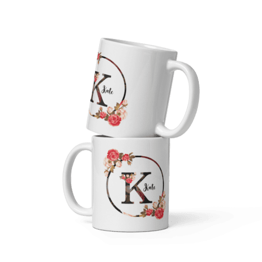 "Customized Floral Initial Coffee 11oz Mug - Image 4