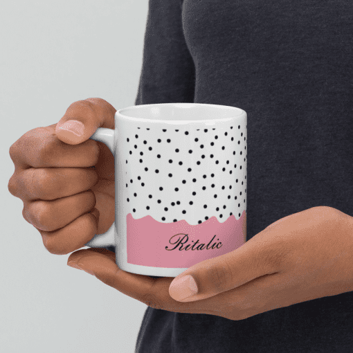 "Personalized Polka Dot Mug -  High-Quality Ceramic 11oz Coffee Mug - Image 2