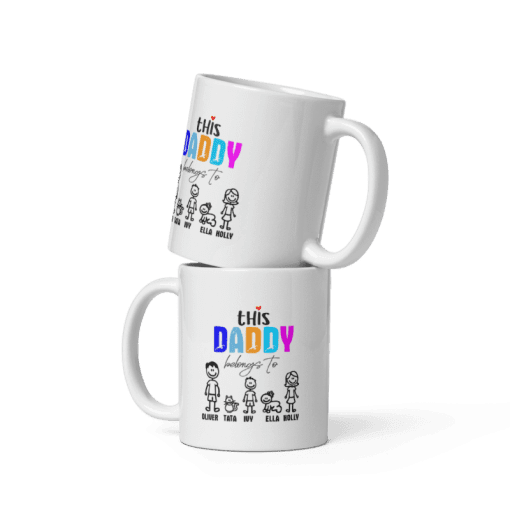 'This Dad Belongs To' Customizable with Kids' Names 11oz Ceramic coffee Mug - Image 4