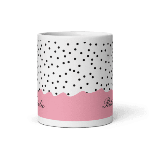 "Personalized Polka Dot Mug -  High-Quality Ceramic 11oz Coffee Mug - Image 4