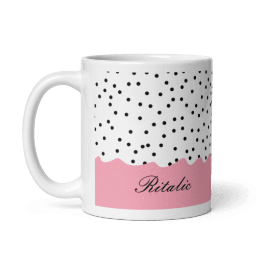 "Personalized Polka Dot Mug -  High-Quality Ceramic 11oz Coffee Mug - Image 3