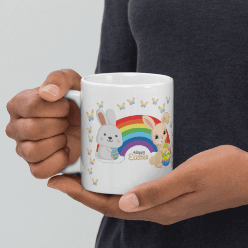 Personalized Rainbow Easter Bunny coffee Mug - Image 7