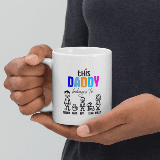 'This Dad Belongs To' Customizable with Kids' Names 11oz Ceramic coffee Mug - Image 5