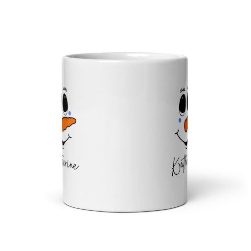 Personalised White Secret Santa Gift Snowman Face Mug - Funny Christmas Coffee Cup - Holiday Gift for Friends, Coworkers, Family - Cute Winter Hot Chocolate & Tea Mugglossy mug - Image 3
