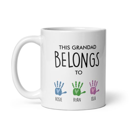 "This Granddad Belongs To rose, ryan, isia " Personalised Coffee Mug – Custom Gift for Granddad, Father’s Day, Birthday, Christmas from Grandkids - Image 2