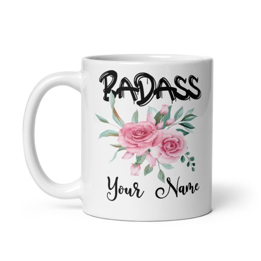 Personalised Badass with Flower Coffee Mug - Floral Boss Lady Gift for Women,  Funny Gift for Friends, Boss, Colleagues and Loved Ones, Funny Romantic Mug, Gift for Girlfriend, Anniversary Gift idea for her,  Quirky Mug - Image 2