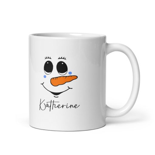 Personalised White Secret Santa Gift Snowman Face Mug - Funny Christmas Coffee Cup - Holiday Gift for Friends, Coworkers, Family - Cute Winter Hot Chocolate & Tea Mugglossy mug