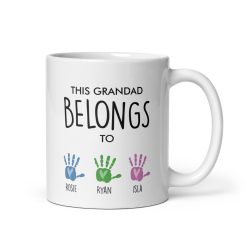 "This Granddad Belongs To rose, ryan, isia " Personalised Coffee Mug – Custom Gift for Granddad, Father’s Day, Birthday, Christmas from Grandkids
