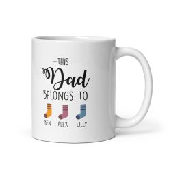 Funny Personalised 'This Daddy Belongs To' Mug – Custom Father’s Day Gift from Kids – Unique Present for Dad, Daddy, Grandad – Cute Coffee Cup for Birthday or Christmas
