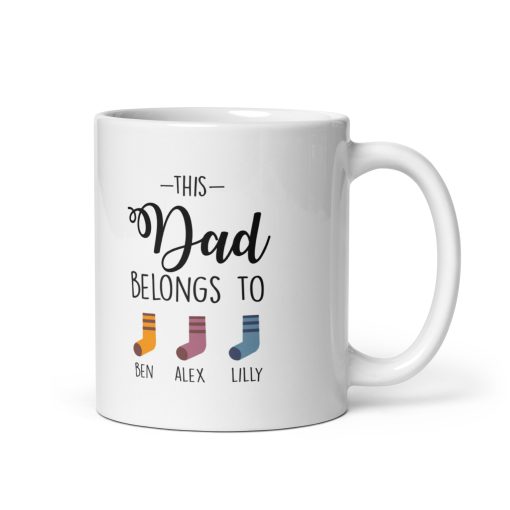 Funny Personalised 'This Daddy Belongs To' Mug – Custom Father’s Day Gift from Kids – Unique Present for Dad, Daddy, Grandad – Cute Coffee Cup for Birthday or Christmas