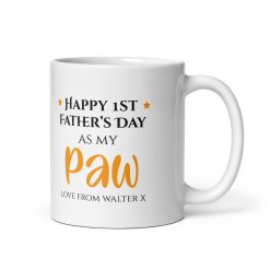 Personalised Funny First Father’s Day Paw Mug – Custom Gift for New Dog Dad – Cute Coffee Cup from Pet, Puppy, or Cat – Unique Present for Him, Daddy, Grandad