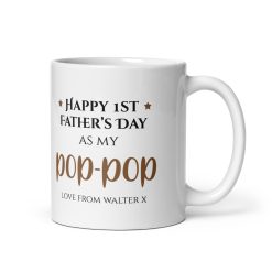 Personalised Funny First Father’s Day 'As My Pop Pop' Mug – Custom Gift for New Dad, Grandad – Cute Coffee Cup for Him from Baby – Father’s Day, Birthday, Christmas Present
