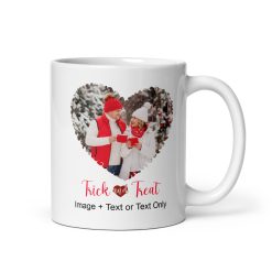 Trick & Treat Personalized Mug – Custom Halloween Mug with Your Image & Text | Spooky Coffee Mug for Halloween Lovers, Gifts for Kids & Adults, Cute & Funny Pumpkin Design"