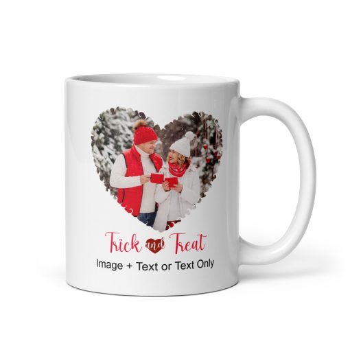 Trick & Treat Personalized Mug – Custom Halloween Mug with Your Image & Text | Spooky Coffee Mug for Halloween Lovers, Gifts for Kids & Adults, Cute & Funny Pumpkin Design"