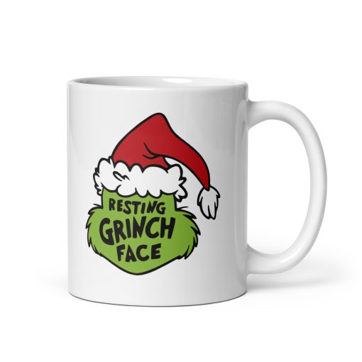 Resting Grinch Face Coffee Mug – Funny Christmas Mug for Holiday Laughs – Festive Gift for Coffee Lovers, Friends and Coworkers – Xmas Cup, Rude funny mug,  Witty coffee mug,