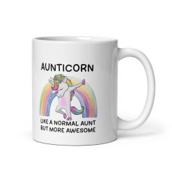 Funny Personalised Aunticorn Mug – Cute Unicorn Aunt Gift, Best Aunt Ever Coffee Cup, Rainbow Auntie Present for Birthday or Christmas