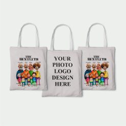 Custom Tote Bags with Logo, Personalised Photo or Text Print, Bulk 14x16 in, Multi-Color Print, Gift for Him & Her