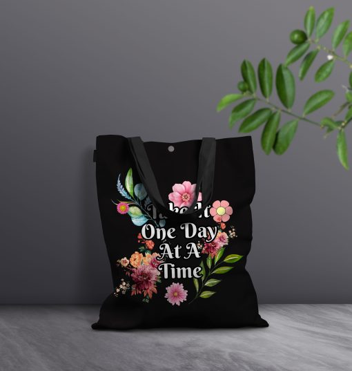 One Day at a Time Tote Bag – Inspirational Quote Canvas Bag, Mental Health Gift, Daily Affirmation Shopper Tote - Image 5